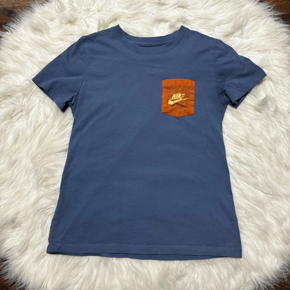 Nike Blue and Orange Pocket Tee Shirt size Women’s Small